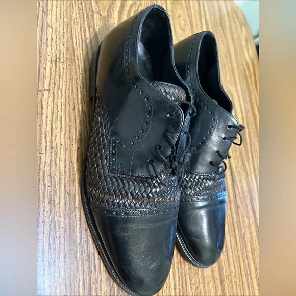 STANLEY BLACKER HANDMADE IN ITALY MEN\'S SHOES LEATHER BLACK OXFORD TIE-UP SZ.12 Vintage Stanley Blacker Black Leather Oxford Dress Shoes  main image 3